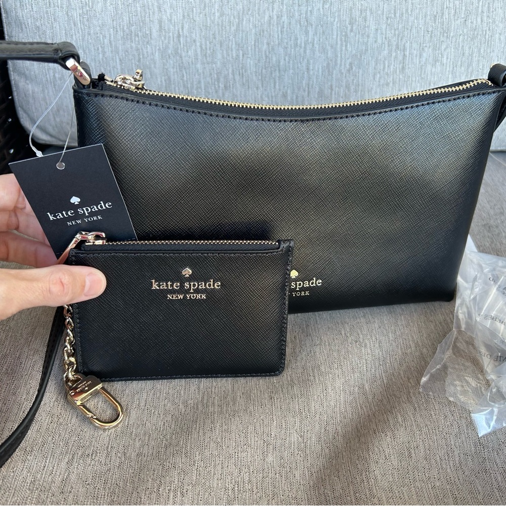 Kate Spade Black Wristlet and Cardholder Set